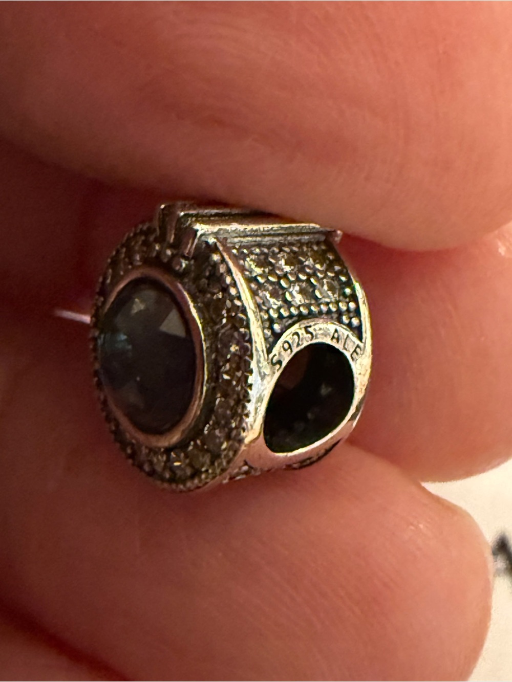 Pandora Silver Blue Faceted Crystal Halo Charm - Picture 8 of 15